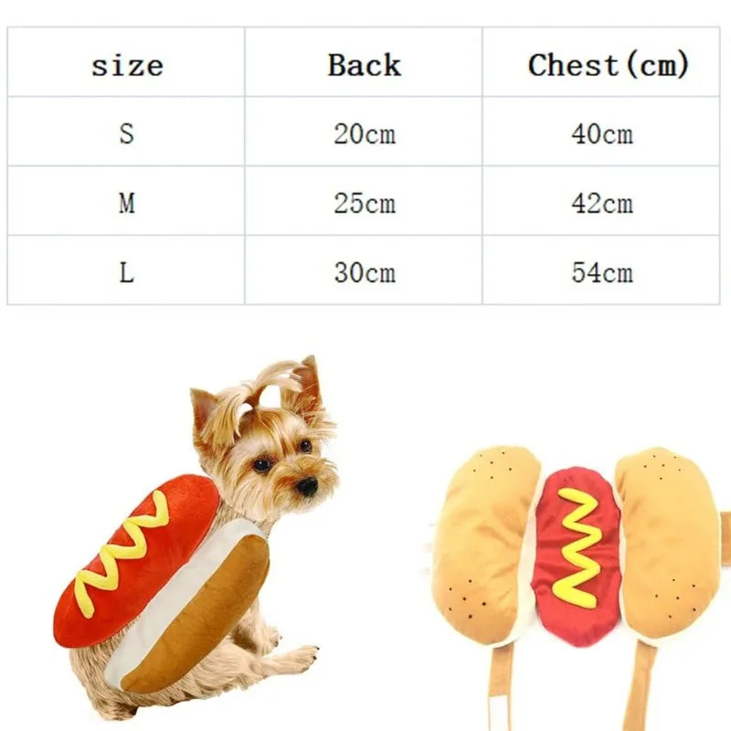 Hot Dog Shaped Dog Costume Halloween Pet Apparel-